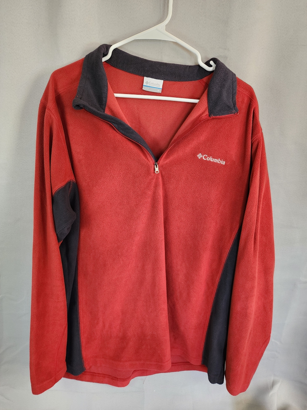 Columbia Dark Red and Black Fleece Half-Zip Pullover
